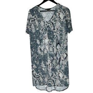 Christian Siriano Dress Women’s Gray Multicolor Snakeskin Short Sleeve